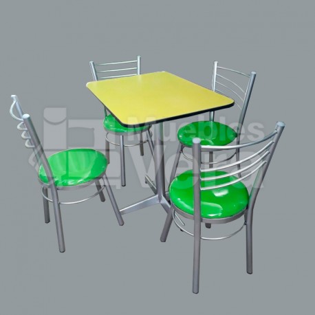 JUEGO DE 4 SILLAS EN METAL COMERCIAL CON RESPALDO CURVO