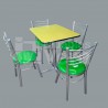 JUEGO DE 4 SILLAS EN METAL COMERCIAL CON RESPALDO CURVO