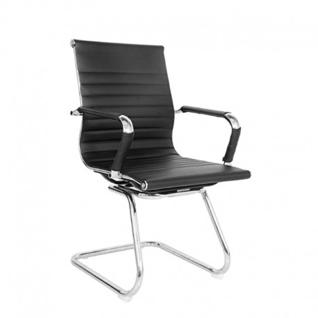 SILLA FIJA CROMADA EN CUERINA